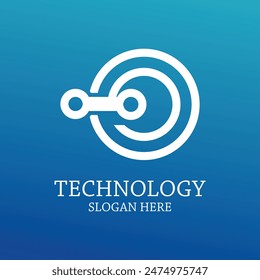 Technology logo design simple concept Premium Vector
