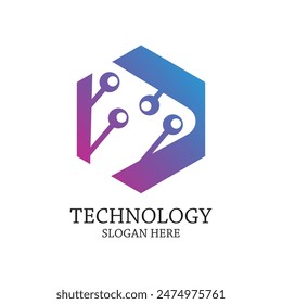 Technology logo design simple concept Premium Vector