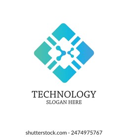 Technology logo design simple concept Premium Vector