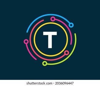 Diseño de logotipo tecnológico con concepto de letra T. Logo de la tecnología de la letra T. Diseño de logotipos de redes