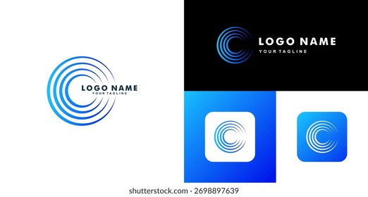 Elementos de modelo de design de logotipo de tecnologia com estilo moderno