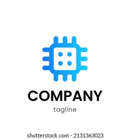 Technology logo design template. Tech computer chip logo design. Tech logo vector illustration.