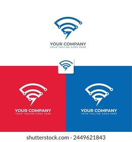 Plantilla de diseño de logotipo de Tecnología con forma WIFI que representa la red y la velocidad.
