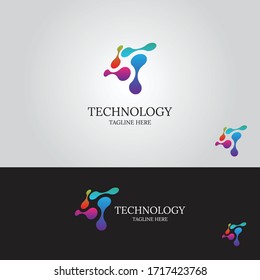 Icono de plantilla de diseño de logotipos de tecnología: resumen de la ciencia. Plantilla de logo con diseño de logotipo, diseño de logotipo de concepto plano para los negocios tecnológicos innovadores, la medicina y la educación.