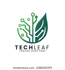 Technology logo design with tree branches, Circuit logo design with tree