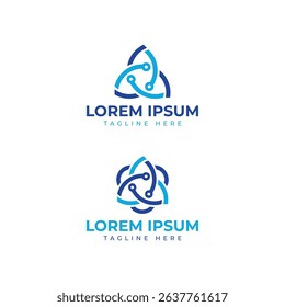 technology logo design unique shape circuit triangle circle