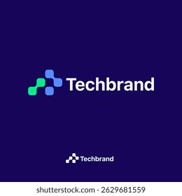 Vetor de design de logotipo de tecnologia. Design de logotipo de tecnologia limpo e moderno. Símbolo de tecnologia abstrato em estilo simples.