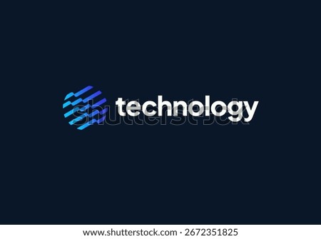 Technology logo design vector. Clean and modern tech logo design. Abstract technology symbol in simple style.