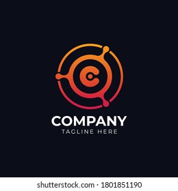 Technology logo design vector, computer and data related business, hi-tech and innovative