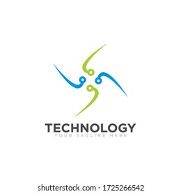 Ilustración de vectores de diseño de logotipos de tecnología