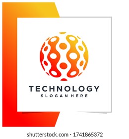 technology logo design vector premium