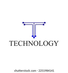 Technology logo design vector template, with letter T concept