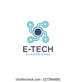 Plantilla de diseños de logotipos de tecnología, plantilla de símbolos de logotipo de conexión