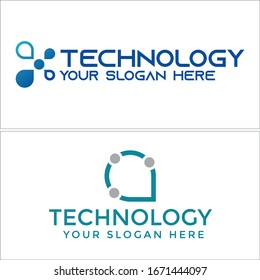 Technology logo with droplet water tech icon and pin map dot line connected template abstract suitable for software provide internet company