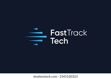 Technology logo with fast quick swift concept