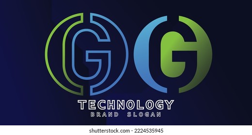 Technology logo with G letter in creative design premium vector