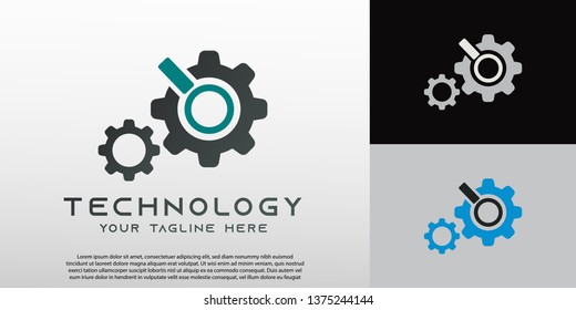 Technology logo with gear concept, illustration element-vector