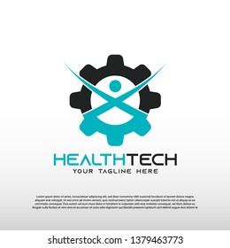 Technology logo with gear concept, illustration element-vector