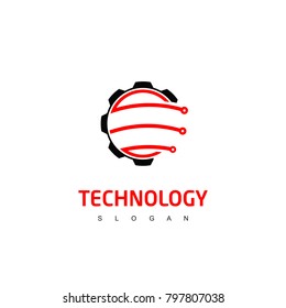 Technology Logo With Gear Symbol