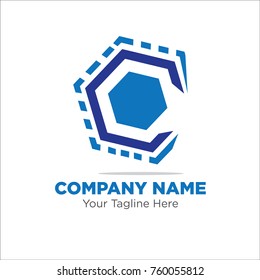 technology logo. geometric logo. hexagon logo