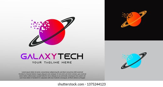 Technology logo with globe concept, illustration element-vector