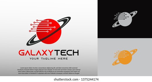 Technology logo with globe concept, illustration element-vector