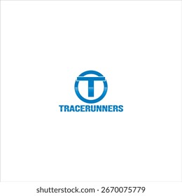 Technologie-Logo mit Farbverlauf-blauem T-Symbol