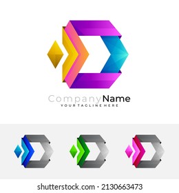 Technology logo and hexagon design template, colorful