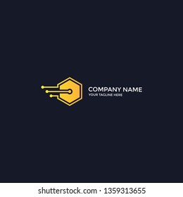 Technology Logo Hexagon Gradient Orange Yellow