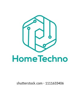 Technology Logo  with Hexagon Icon Element