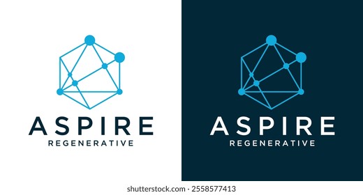 Technology logo, hexagon molecule logo, in logo