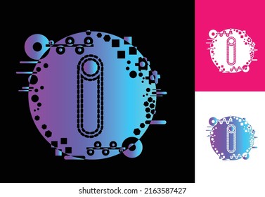 I technology logo, icon, t shirt, sticker design template