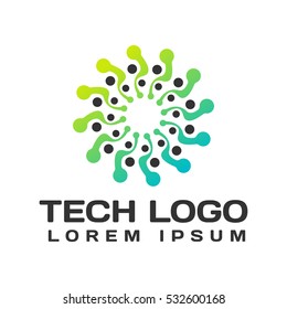 Technology logo. Technology Icon. Tech logo. Network Icon. Business, Connect, Network Logo. Biotechnology Concept. Molecule, Atom Icon.