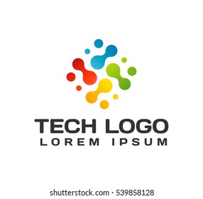 Technology logo. Technology Icon. Tech logo. Network Icon. Business, Connect, Network Logo. Biotechnology Concept. Molecule, Atom Icon.