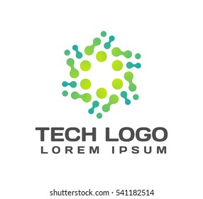 Technology logo. Technology Icon. Tech logo. Network Icon. Business, Connect, Network Logo. Biotechnology Concept. Molecule, Atom Icon.