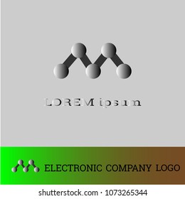 Technology logo, Technology icon template with M letter,creative vector logo design,circuit, illustration element