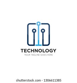 technology logo and icon vector illustration design template
