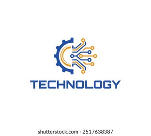 Design de símbolo vetorial de ícone de logotipo de tecnologia para processamento de dados, rede e negócios técnicos.