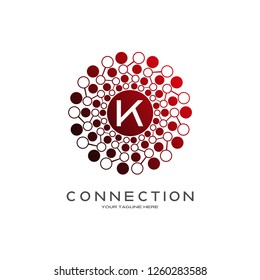 technology logo, industrial emblem or sign, symbol, electricity, connection, mono lines, monogram logo, icon tech, K,