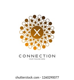 technology logo, industrial emblem or sign, symbol, electricity, connection, mono lines, monogram logo, icon tech, X,