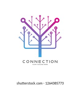 technology logo, industrial emblem or sign, symbol, electricity, connection, mono lines, monogram logo, icon tech, design element, 