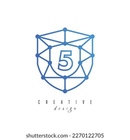 Technology logo with initial 5 five negative space concept. network icon vector