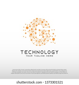 Technology logo with initial G letter, network icon -vector