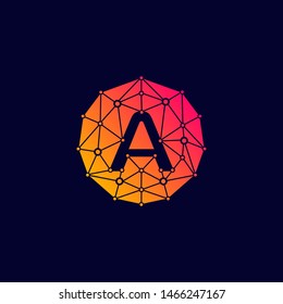 Technology logo with initial A letter. negative space concept. network icon -vector