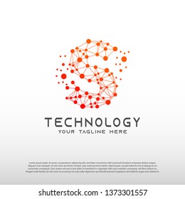 Technology logo with initial S letter, network icon -vector
