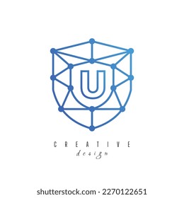 Technology logo with initial U negative space concept. network icon vector
