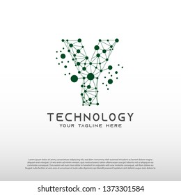 Technology logo with initial Y letter, network icon -vector