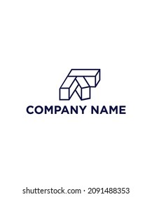 A technology logo with the initials concept of a large R formed from blocks and arrows, this logo is suitable for fintech companies