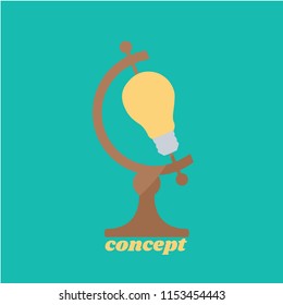 technology logo innovation creative. globe light bulb vector flat design. earth day hour energy symbol icon isolated cartoon. lamp & idea around the world icon. save earth global concept. think smart
