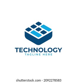 technology logo isometric layered vector template free stock
